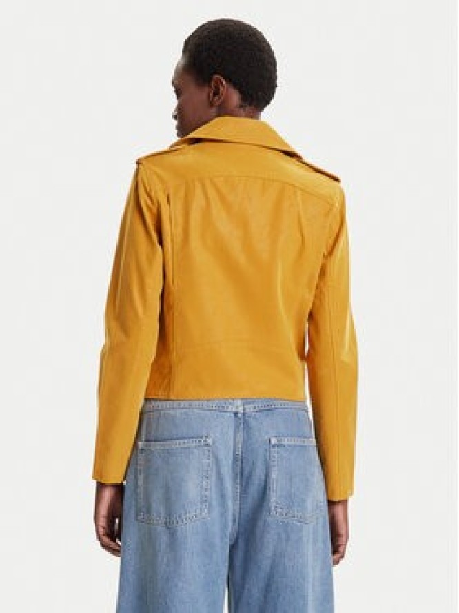 Desigual Kurtka z imitacji skóry Must 25WWEW69 Żółty Regular Fit