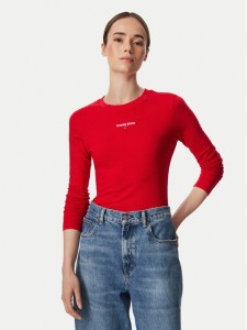 Tommy Jeans Bluzka Classic Logo DW0DW23248 Czerwony Slim Fit