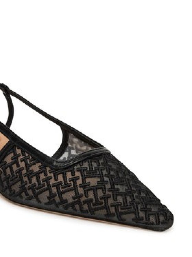 Tommy Hilfiger Czółenka Mono Squared Toe Kitten Slingb FW0FW08746 Czarny