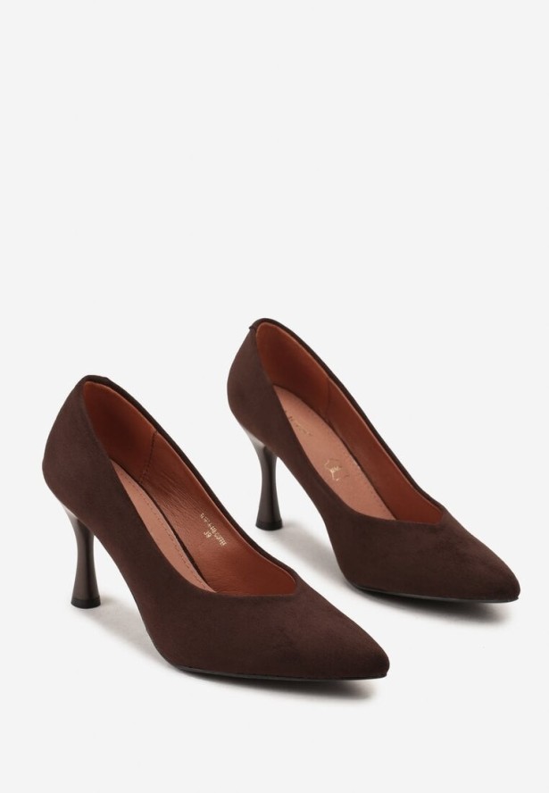 Brązowe Szpilki Vices ze Skórzaną Wkładką Dandre