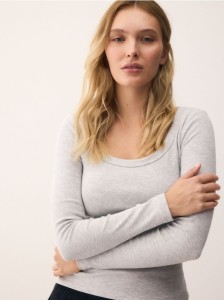 Bawełniany longsleeve - jasnoszary