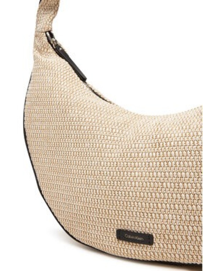 Calvin Klein Torebka Pinched Raffia Large Shoulder Ba LV04F3060G Beżowy
