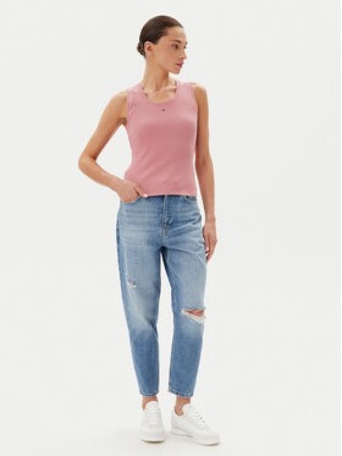 Tommy Jeans Top Essential DW0DW20673 Różowy Slim Fit