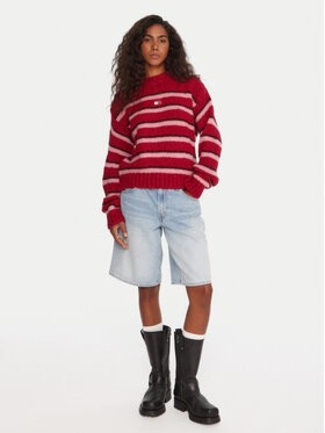 Tommy Jeans Sweter Badge DW0DW21679 Czerwony Relaxed Fit