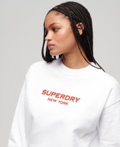 superdry Sport Luxe Loose Crew Sweat 100% bawełna – Brilliant White