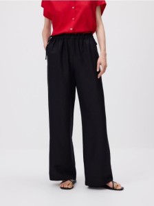 Spodnie z lnem - czarny