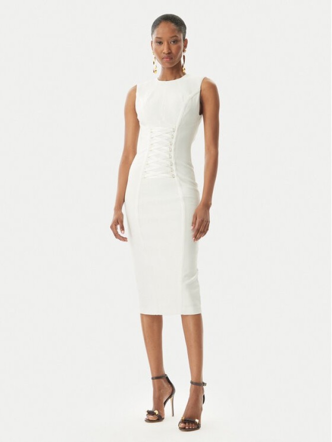 Elisabetta Franchi Sukienka koktajlowa AB76252E2 360 Biały Slim Fit