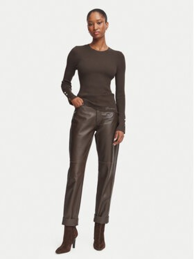 Guess Bluzka W6YR09 Z0948 Brązowy ciemny Slim Fit