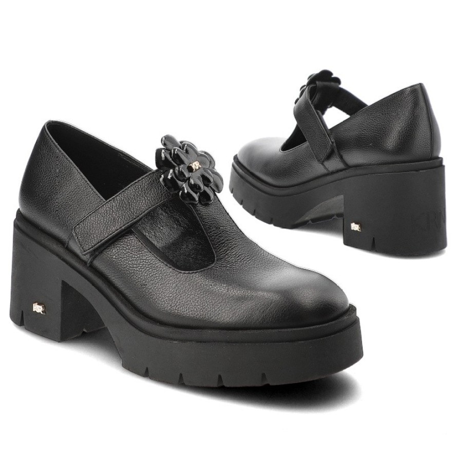 Czarne Półbuty Karino Buty Damskie Na Obcasie