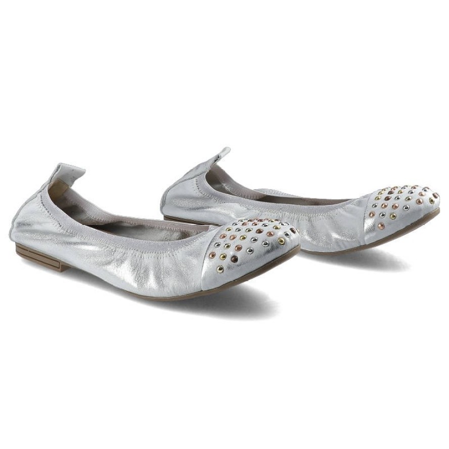 Srebrne Baleriny Damskie Damiss Codzienne Obuwie