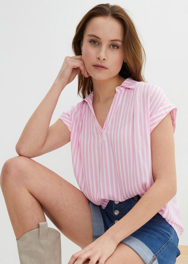 Bluzka z krótkim rękawem z lejącej wiskozy