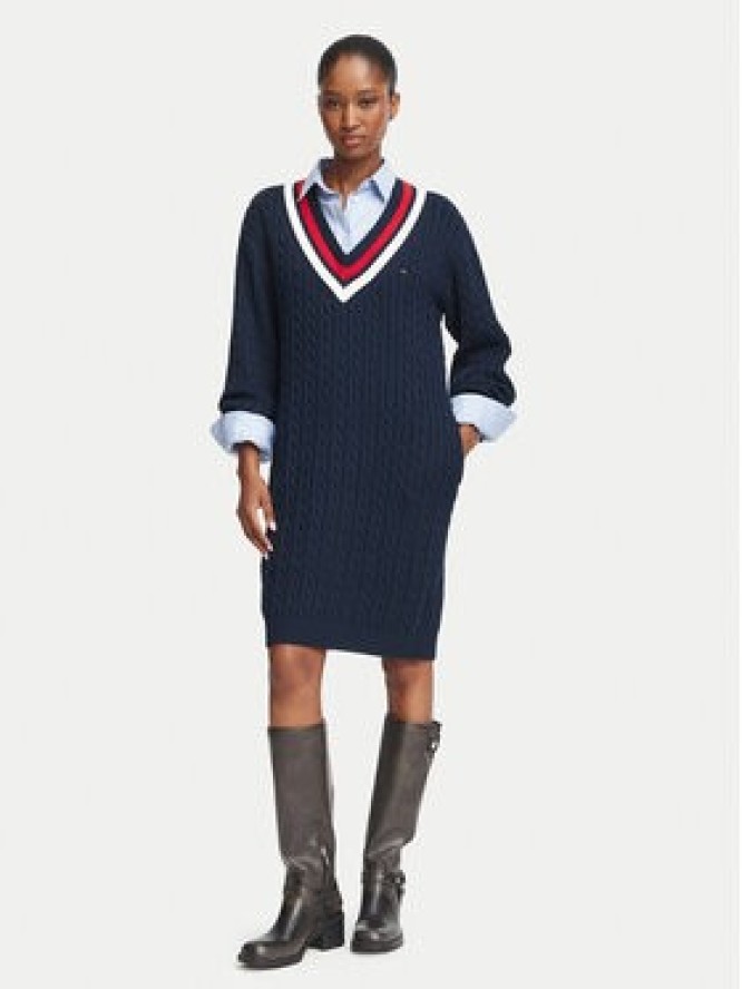Tommy Jeans Sukienka dzianinowa DW0DW23540 Granatowy Relaxed Fit