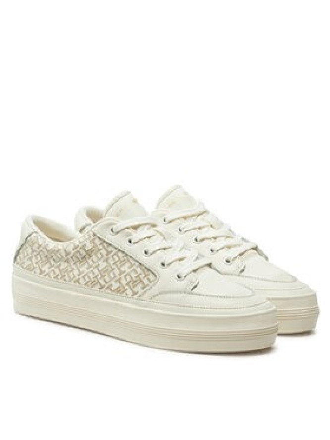 Tommy Hilfiger Sneakersy Vulc Leather Sneaker Monogram FW0FW08331 Écru