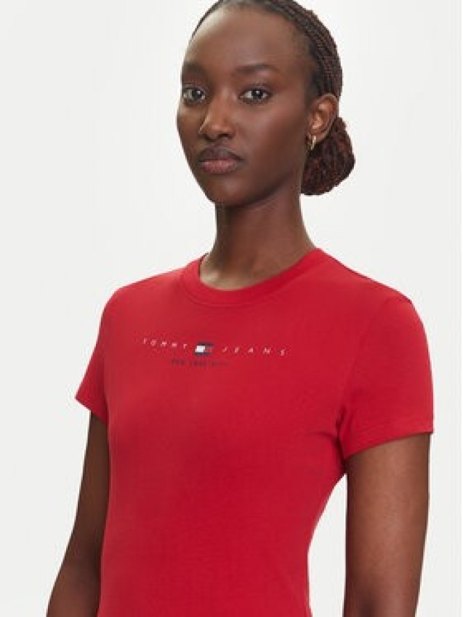 Tommy Jeans T-Shirt Linear DW0DW21422 Czerwony Slim Fit