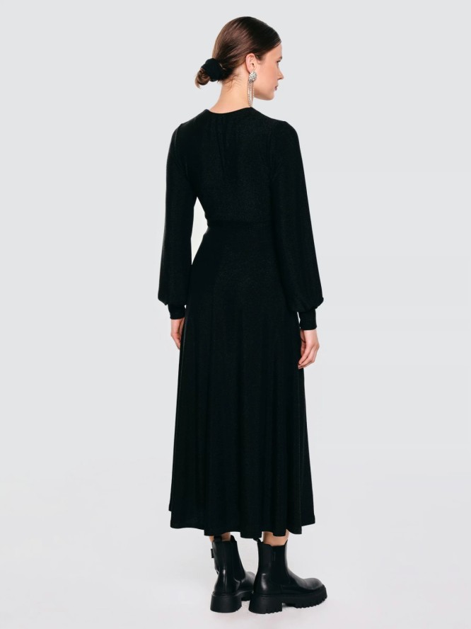 Sukienka damska midi błyszcząca czarna Daniela 906