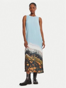 Desigual Sukienka codzienna Plisado Paisaje 25WWVW07 Błękitny Regular Fit
