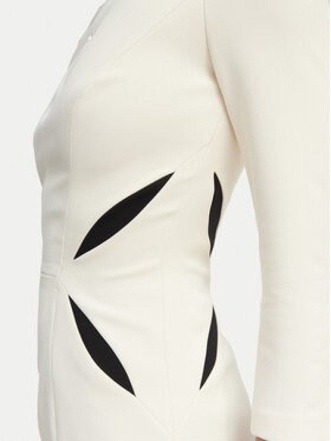 Elisabetta Franchi Sukienka koktajlowa AB-868-61E2-V390 Kremowy Slim Fit