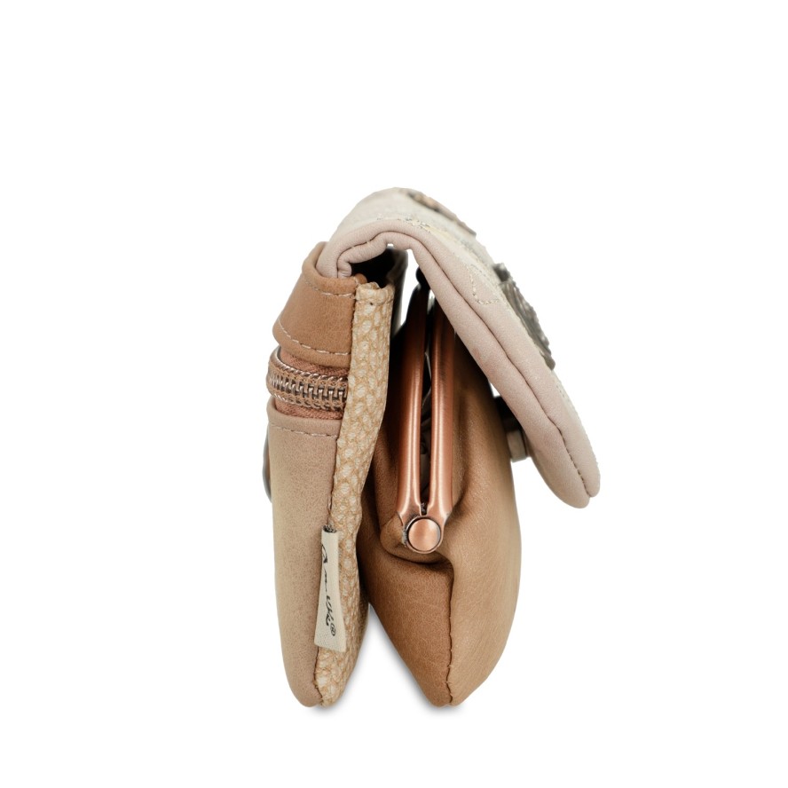 Beżowa Mała Damska Portmonetka Anekke