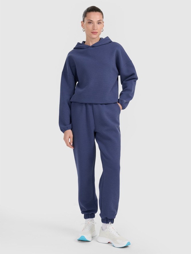 4F Bluza dresowa z waflowej dzianiny damska - granatowa S
