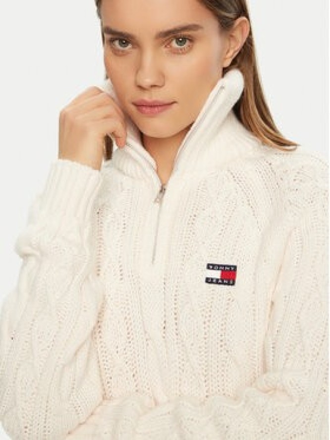 Tommy Jeans Sweter DW0DW20269 Écru Regular Fit