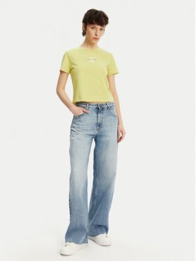 Calvin Klein Jeans T-Shirt Monologo J20J223113 Żółty Slim Fit