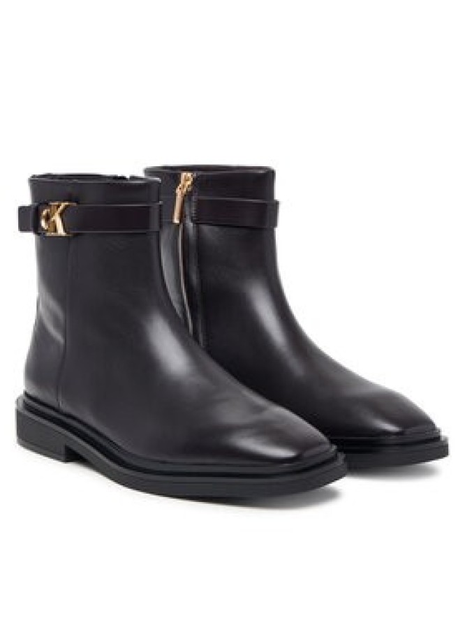 Calvin Klein Botki Square Ankle Boot Lth Mg Hdw HW0HW03186 Brązowy ciemny