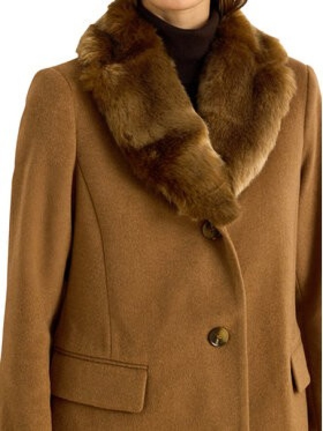 LAUREN RALPH LAUREN Płaszcz wełniany 297P04148002 Brązowy Straight Fit