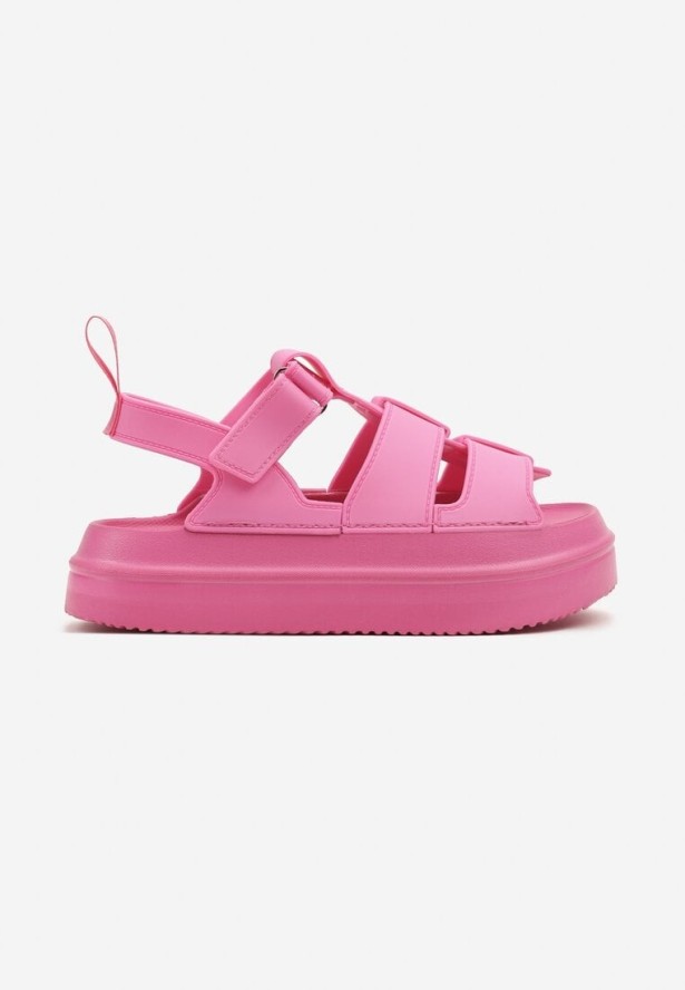 Fuksjowe Sandały Gladiatorki Zapinane na Rzep Falarosea