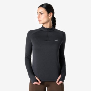 Koszulka do biegania z długim rękawem damska Kiprun Run Core 1/2 zip