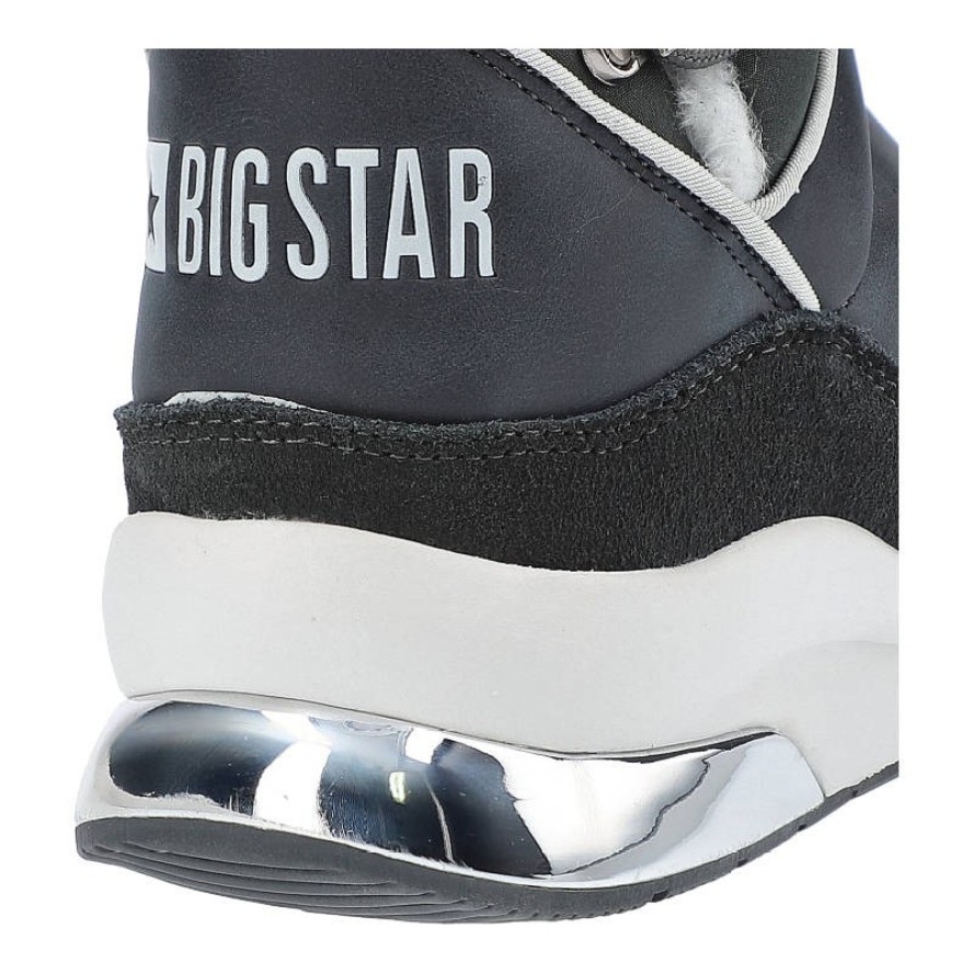 Botki damskie Big Star, skóra naturalna z elementami tekstylnymi ocieplana cholewka z miękkim kołnierzem regulacja sznurkiem wzmocniona podeszwa o wy