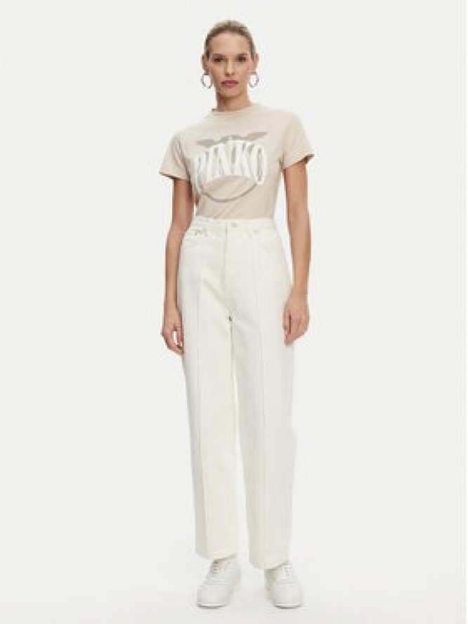 PINKO T-Shirt Start 101752 A2CT Beżowy Regular Fit