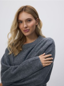 Gładki sweter - szary