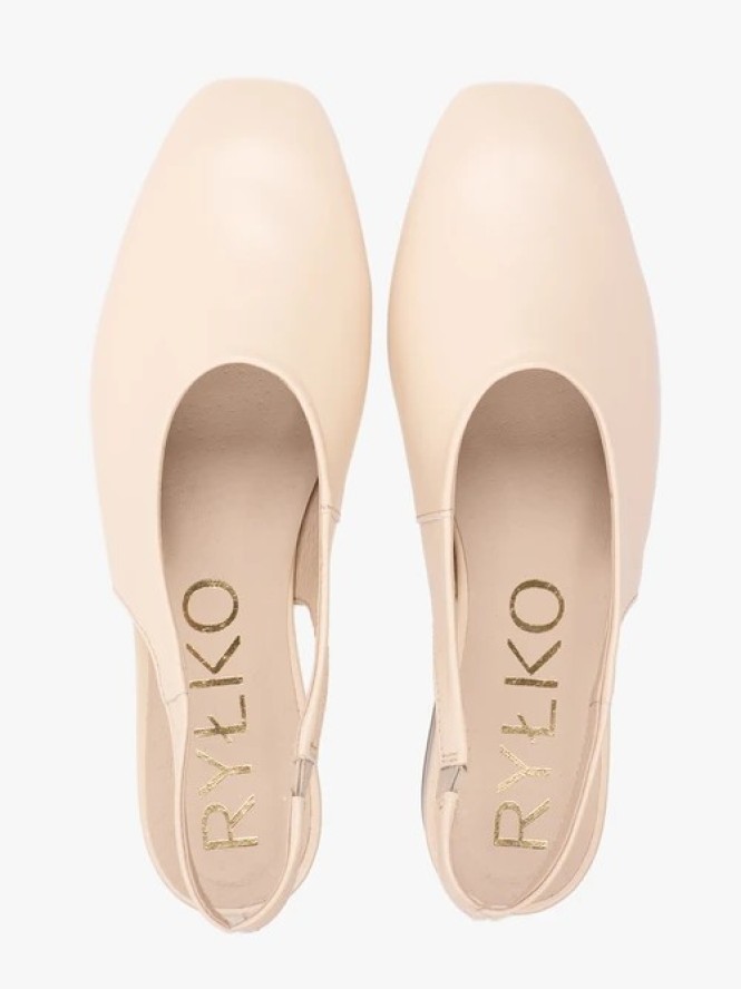 Kremowe czółenka bez pięty slingback