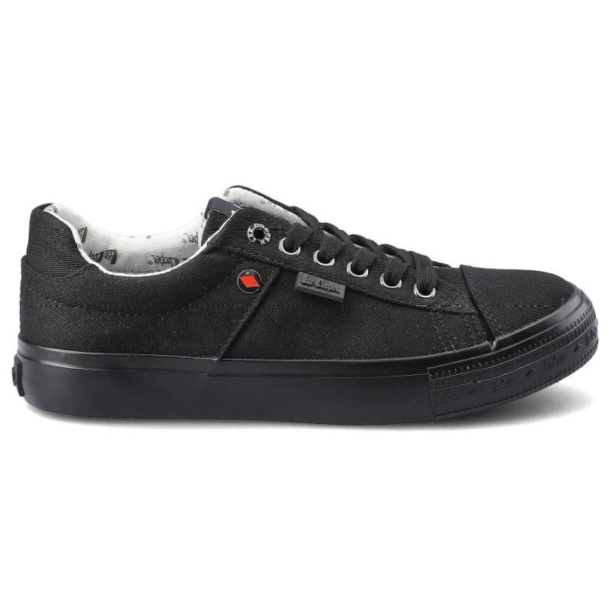 Trampki damskie Lee Cooper, sznurowany fason cholewka tekstylna niska cholewka przed kostkę gładka minimalistyczna forma gruba płaska podeszwa lekka