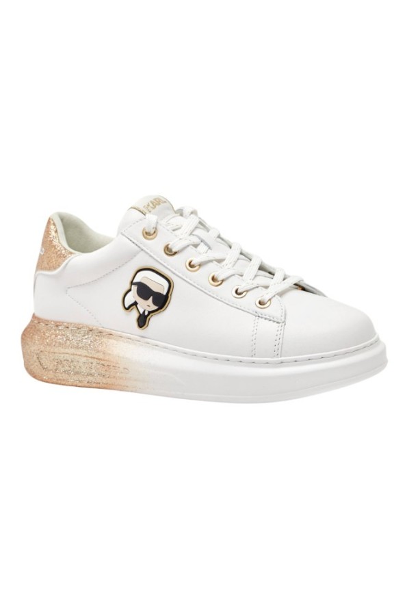 KARL LAGERFELD Białe damskie sneakersy skórzane KAPRI Ombre NFT, Rozmiar 41