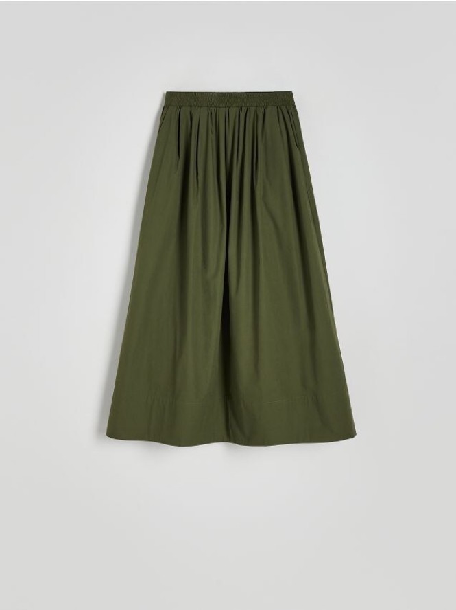 Bawełniana spódnica maxi - oliwkowy
