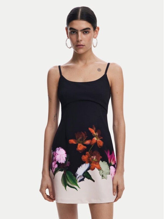 Desigual Sukienka letnia Le Mans 25SWVW16 Czarny Regular Fit