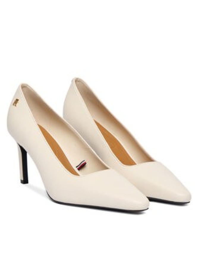 Tommy Hilfiger Czółenka Th Logo Lth Pump Slanted Hl FW0FW09008 Écru