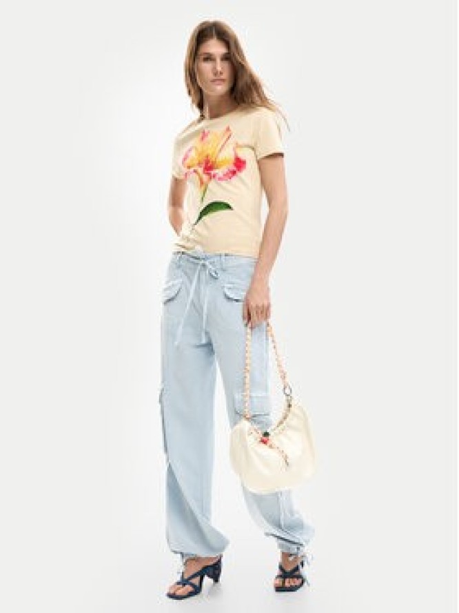 Desigual T-Shirt Estocolmo 26SWTK03 Beżowy Regular Fit