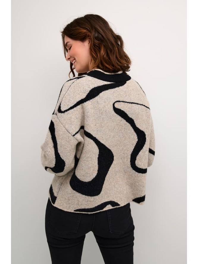 Kaffe Sweter w kolorze beżowo-czarnym rozmiar: XL