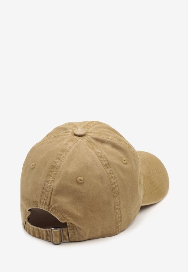 Brązowa Czapka Bawełniana z Daszkiem i Haftowanym Napisem Volaya