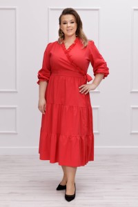Zmysłowa czerwona bawełniana sukienka Harmony Chic plus size