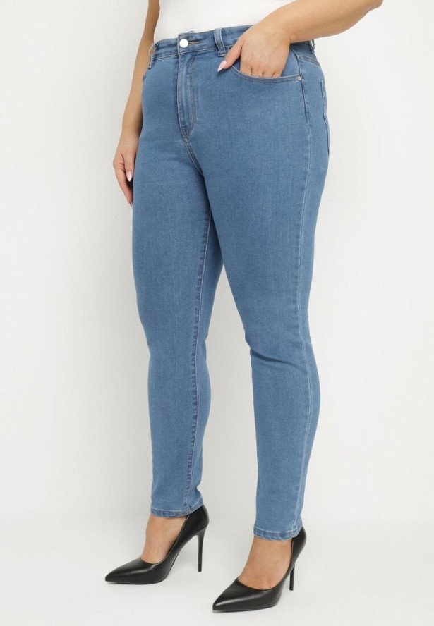 Niebieskie Klasyczne Jeansy o Kroju Slim Regular Nalasin