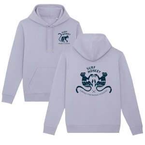 Bluza z bawełny organicznej – 2 małpki – z kapturem / dla dorosłych (liliowa)