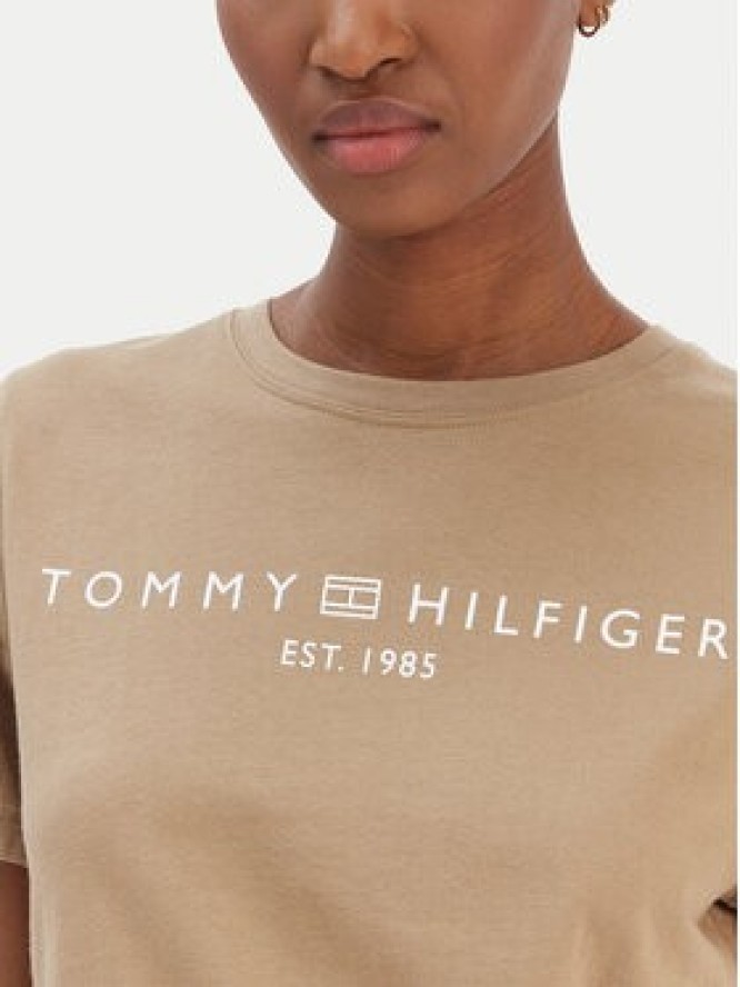 Tommy Hilfiger T-Shirt Logo WW0WW40276 Beżowy Regular Fit