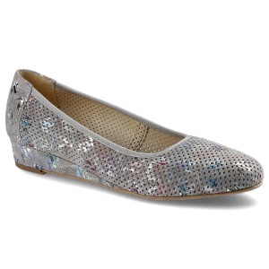 Szare Czółneka Gamis Damskie Skórzane Obuwie