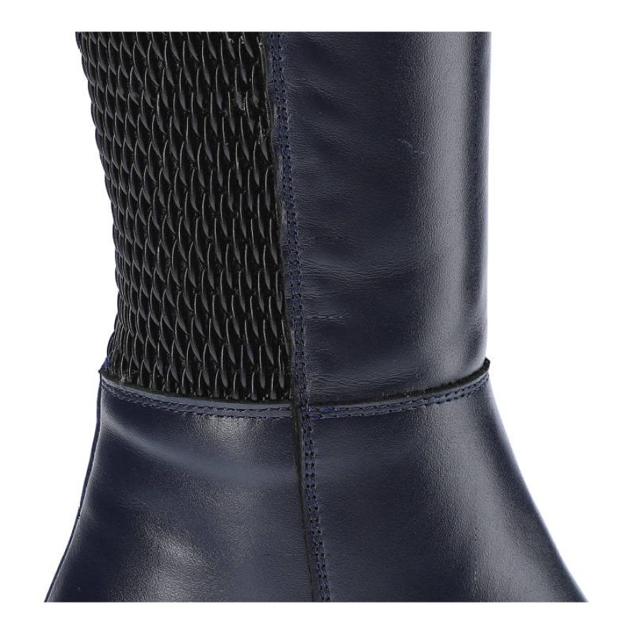 Granatowe Kozaki Damskie Grace Buty Na Obcasie