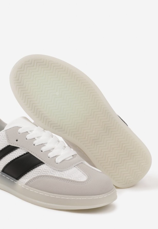 Białe Klasyczne Sneakersy Tenisówki na Półprzezroczystej Podeszwie Niniel