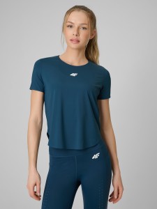4F Koszulka treningowa regular szybkoschnąca damska - turkusowa S