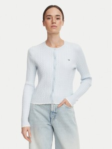 Tommy Jeans Kardigan DW0DW23458 Niebieski jasny Regular Fit